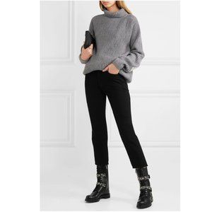 RENE CAOVILLA JET BLACK DIAMOND LIGHT CRYSTAL BIKER BOOTS SIZE IT 37.5 / US 7.5